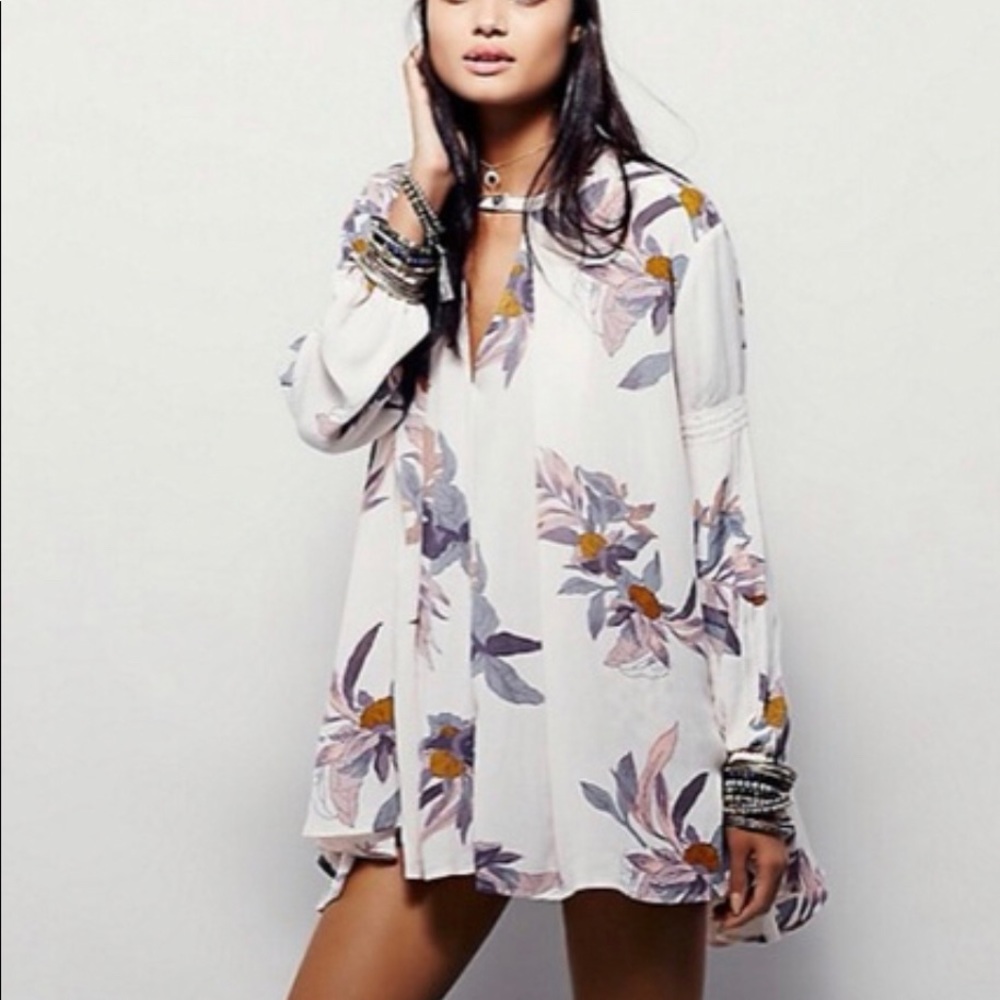 Free People Floral Electric Orchid Tunic Dress